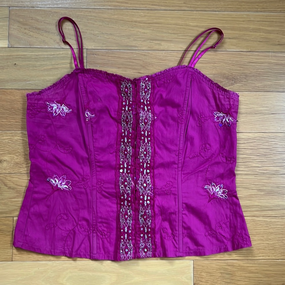 Corset style top bright pink